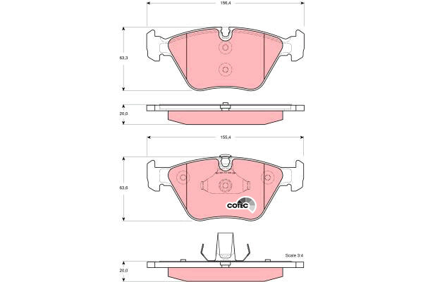 ​TRW COTEC ผ้าเบรกหน้า สำหรับ BMW Series3 M3 / 3.2L ปี 2002-2007 (1กล่องสำหรับ2ล้อหน้า)