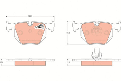 TRW COTEC ผ้าเบรกหลัง สำหรับ BMW Series3 M3/3.0L 3.2L (1กล่องสำหรับ2ล้อหลัง)