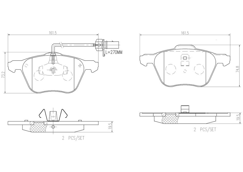 ผ้าเบรกหน้าBREMBO สำหรับVW คาราเวล T4 2.8 VR6 ปี 1998, เลือกรุ่นผ้าเบรก: BLACK SHIM PADS ( Low Metallic ) ผ้าเบรก โลว์เมทัลลิก
