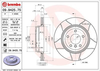 จานเบรคหน้า BREMBO MAX สำหรับ FORD FOCUS 1.6, 2.0 12-> / Volvo S40II V50  [2ชิ้น ซ้าย-ขวา]