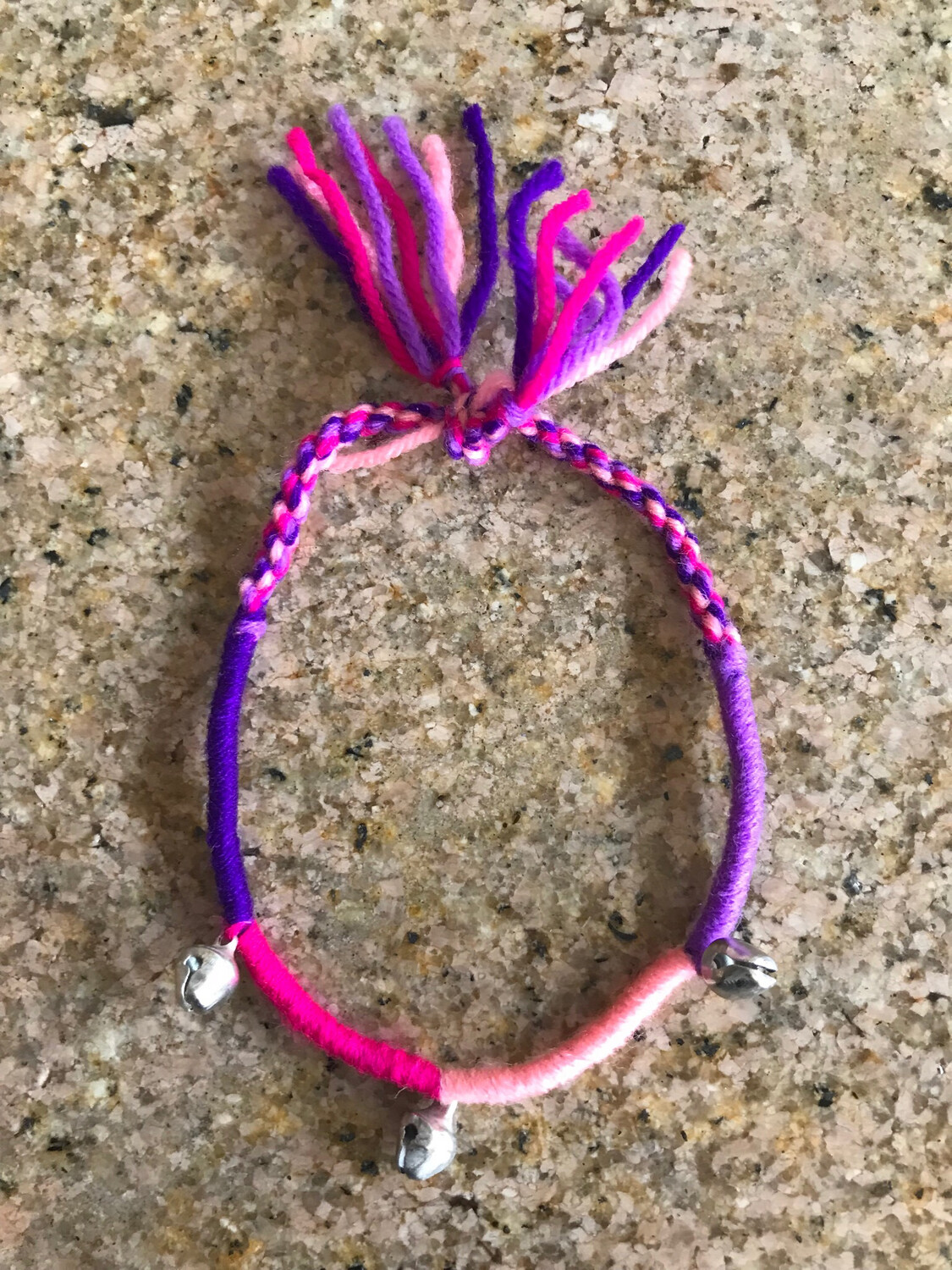 ANKLET: Hot Pink/Purple Fiber Bells