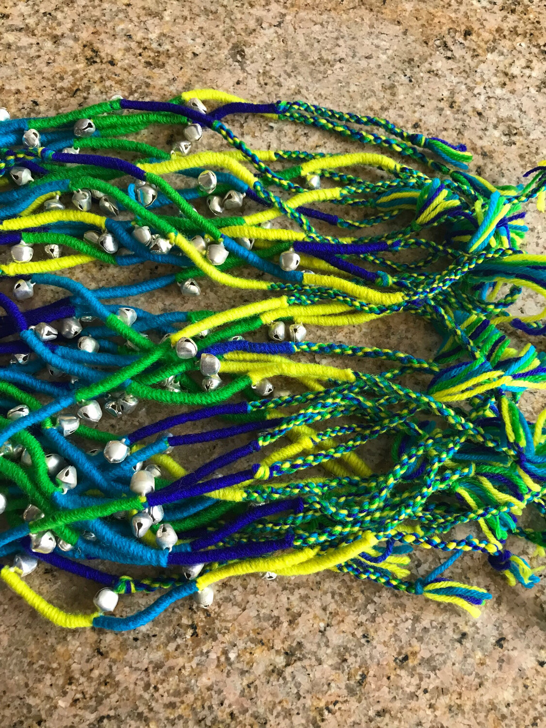 ANKLET: Green/Yellow  Fiber Bells