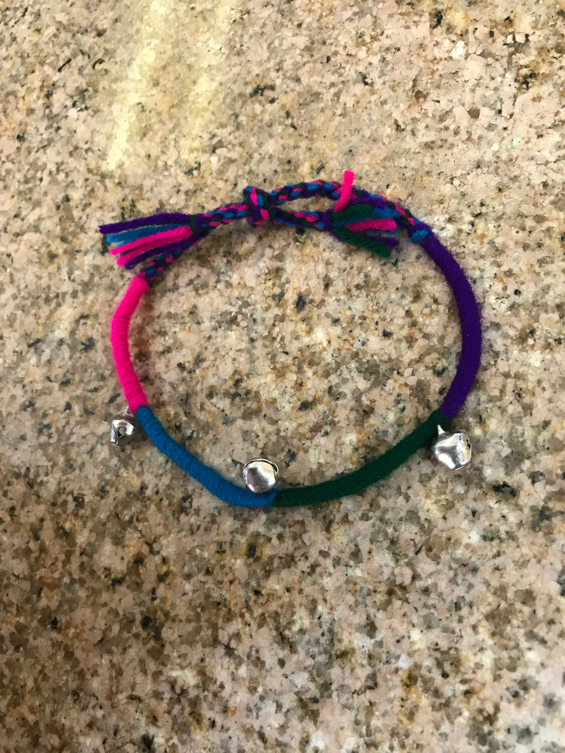 ANKLET: Purple/Green Fiber Bells