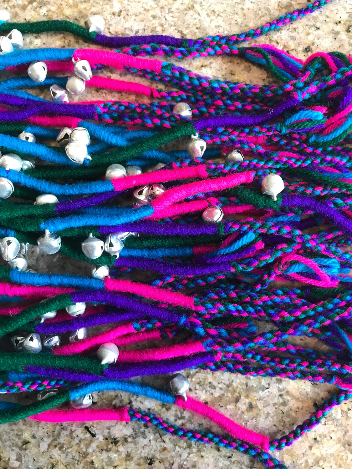 ANKLET: Purple/Green Fiber Bells