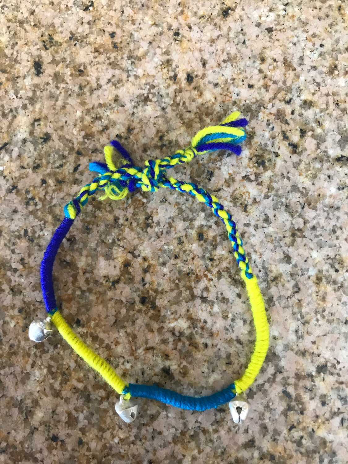 ANKLET: Green/Yellow  Fiber Bells