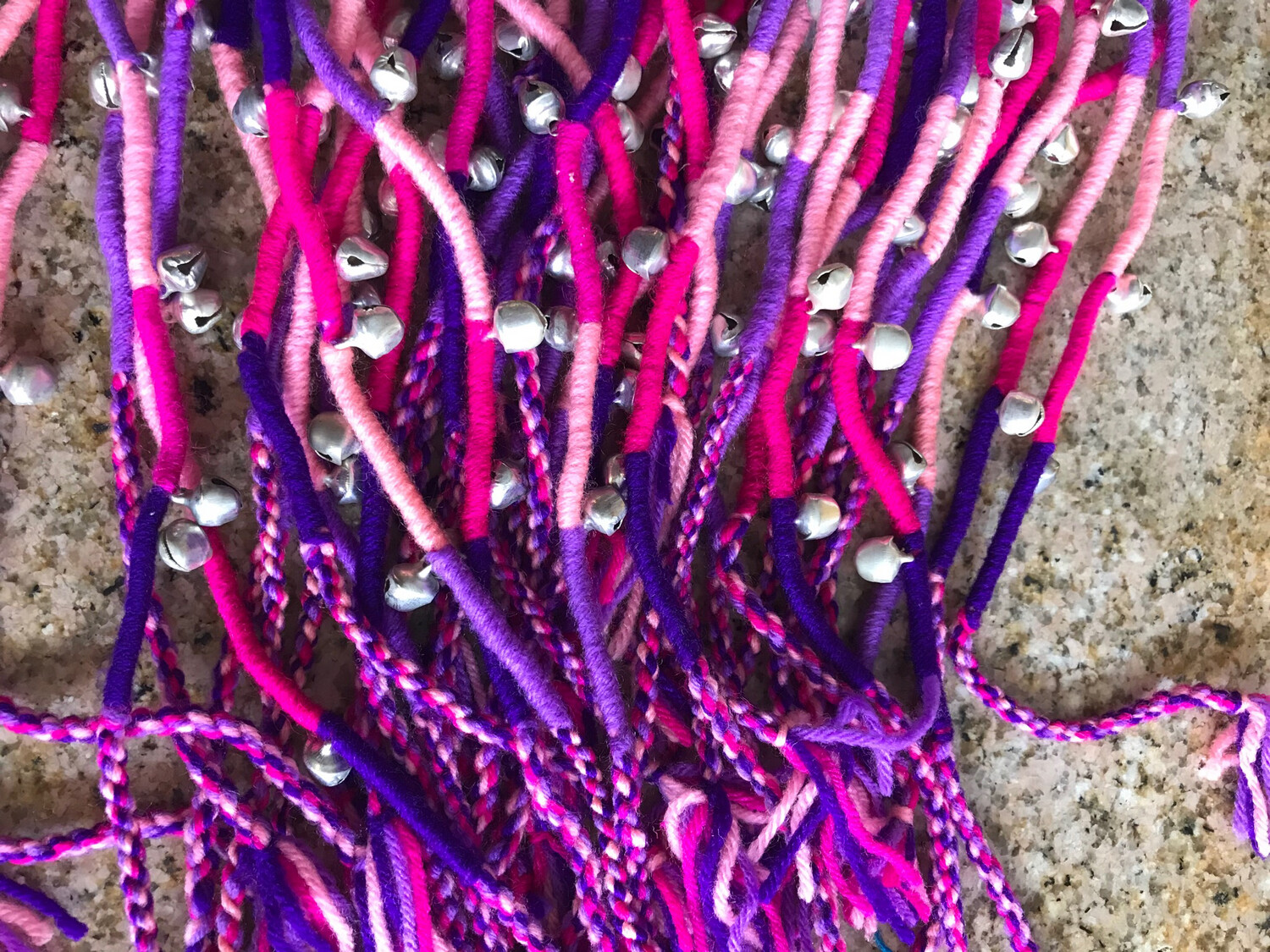 ANKLET: Hot Pink/Purple Fiber Bells