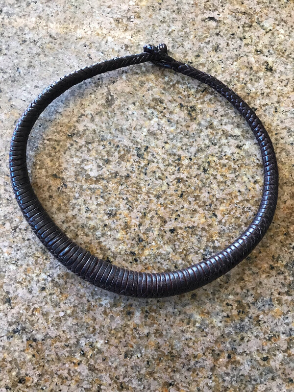 Brown Braided Leather Necklace