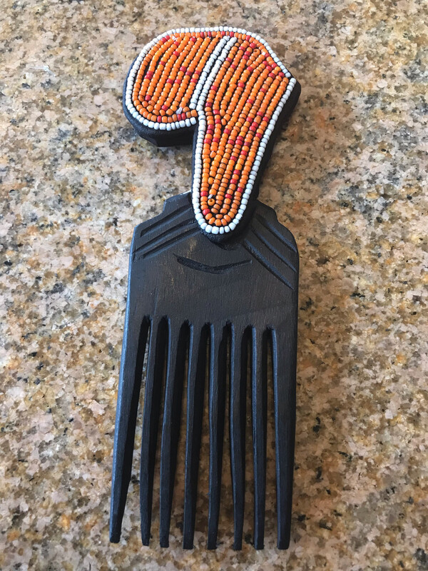 Orange Africa Ebony Carved Pick