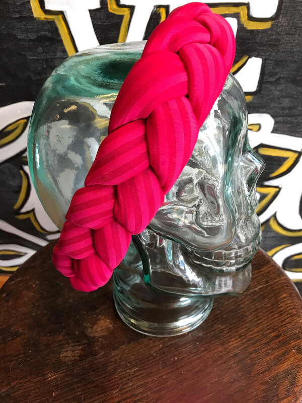 Fuschia Striped Braided Crown
