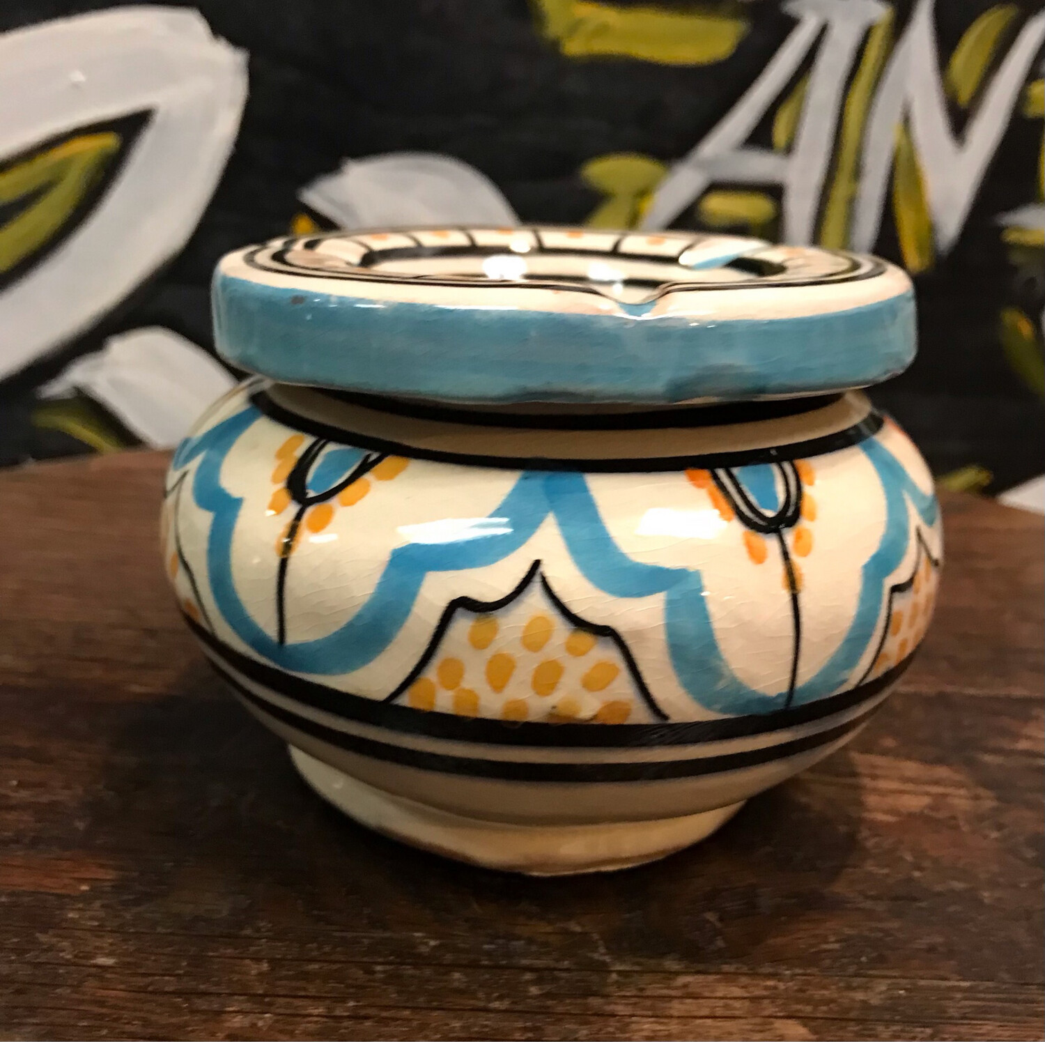 Blue And Cream Ceramic Smokeless Ashtray