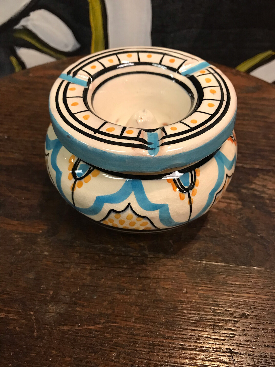 Blue And Cream Ceramic Smokeless Ashtray