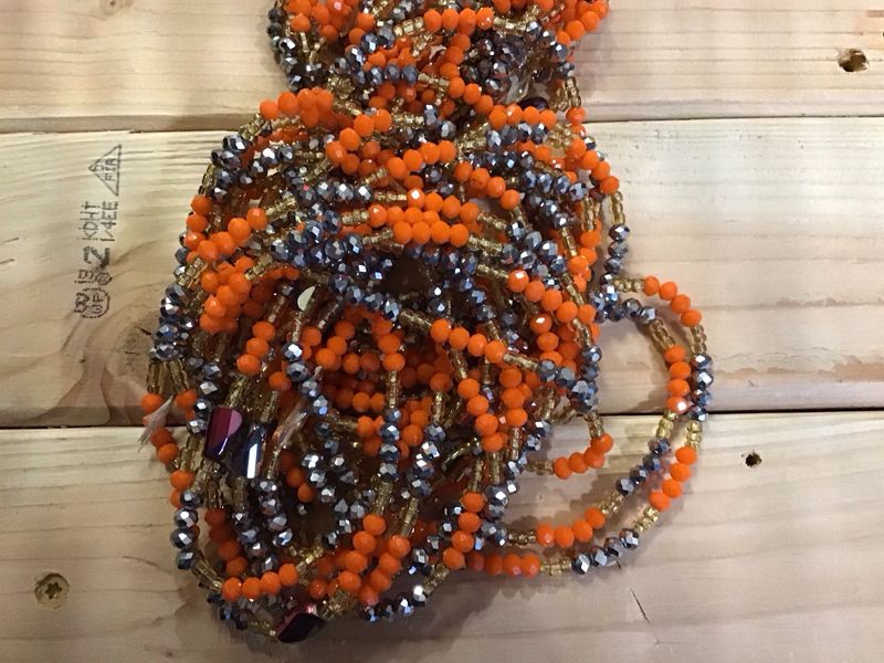 Orange Sliver Krobo Beads