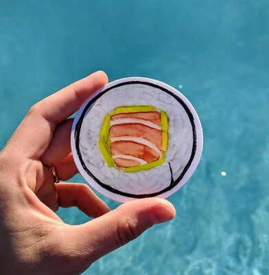 Avocado Salmon Sushi Roll - Durable Vinyl Sticker - Watercolor Illustration
