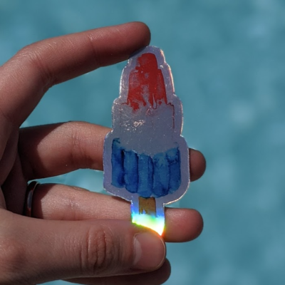 Watercolor Bomb Popsicle Holographic - Durable Vinyl Sticker