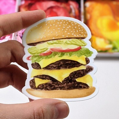 Hamburger - Durable Vinyl Sticker - Watercolor Illustration