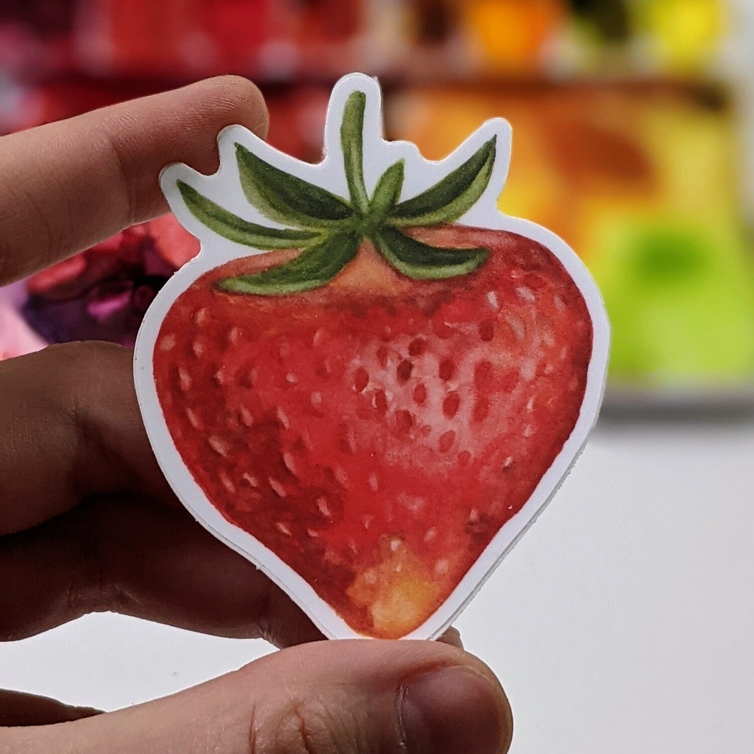 Summer Strawberry - Durable Vinyl Sticker - Watercolor Illustration
