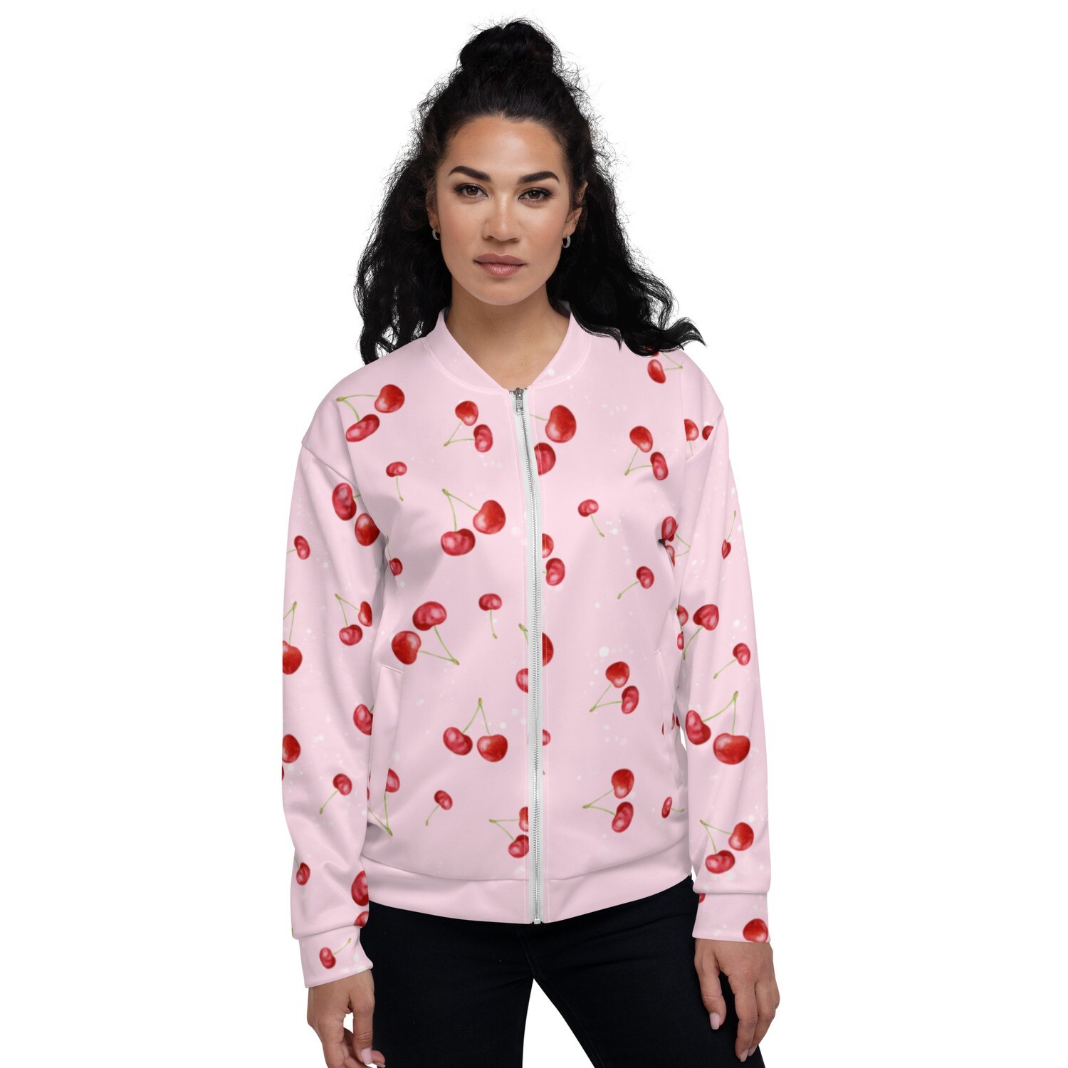 Unisex Bomber Jacket - Watercolor Cherries