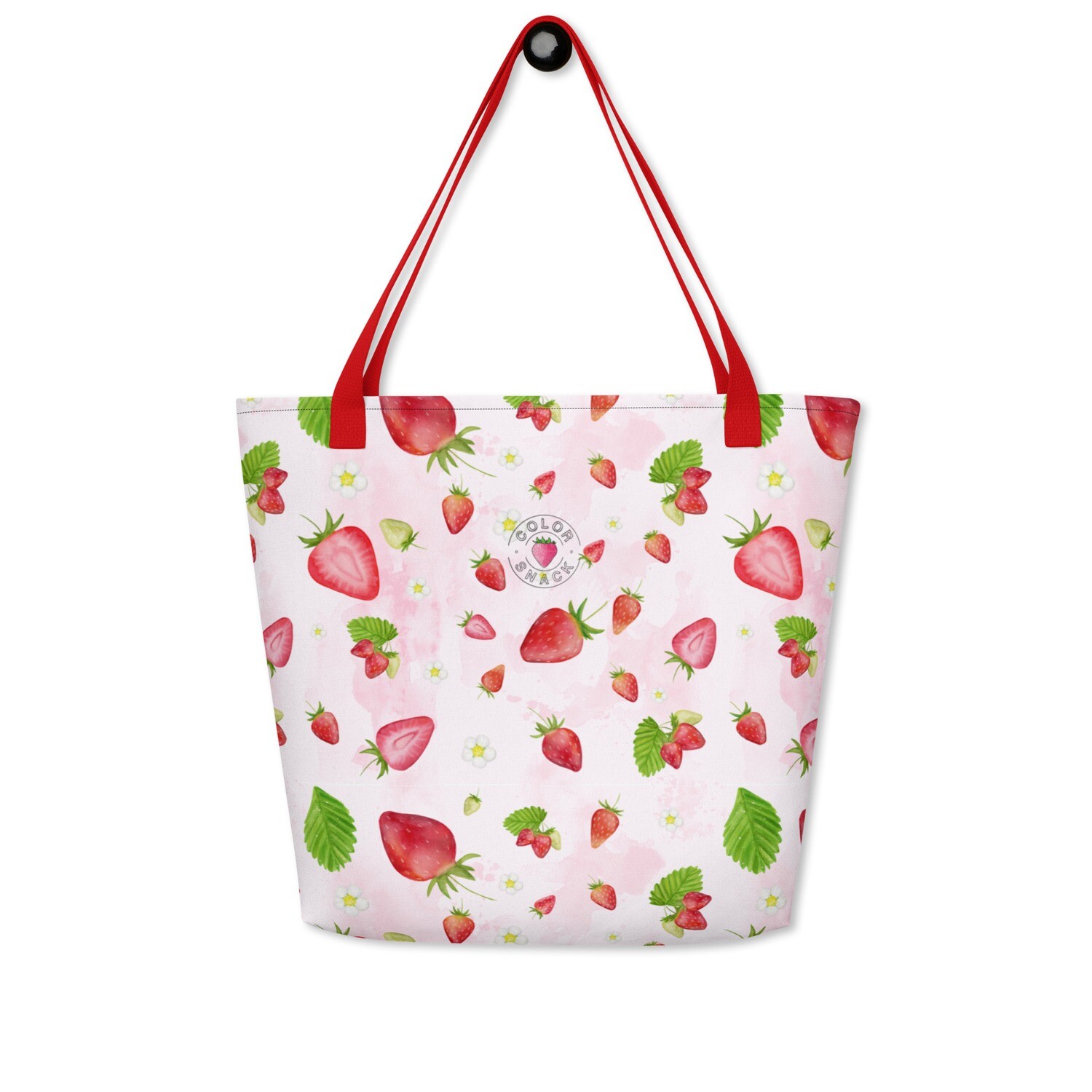 All-Over Print Large Tote Bag - Watercolor Strawberries