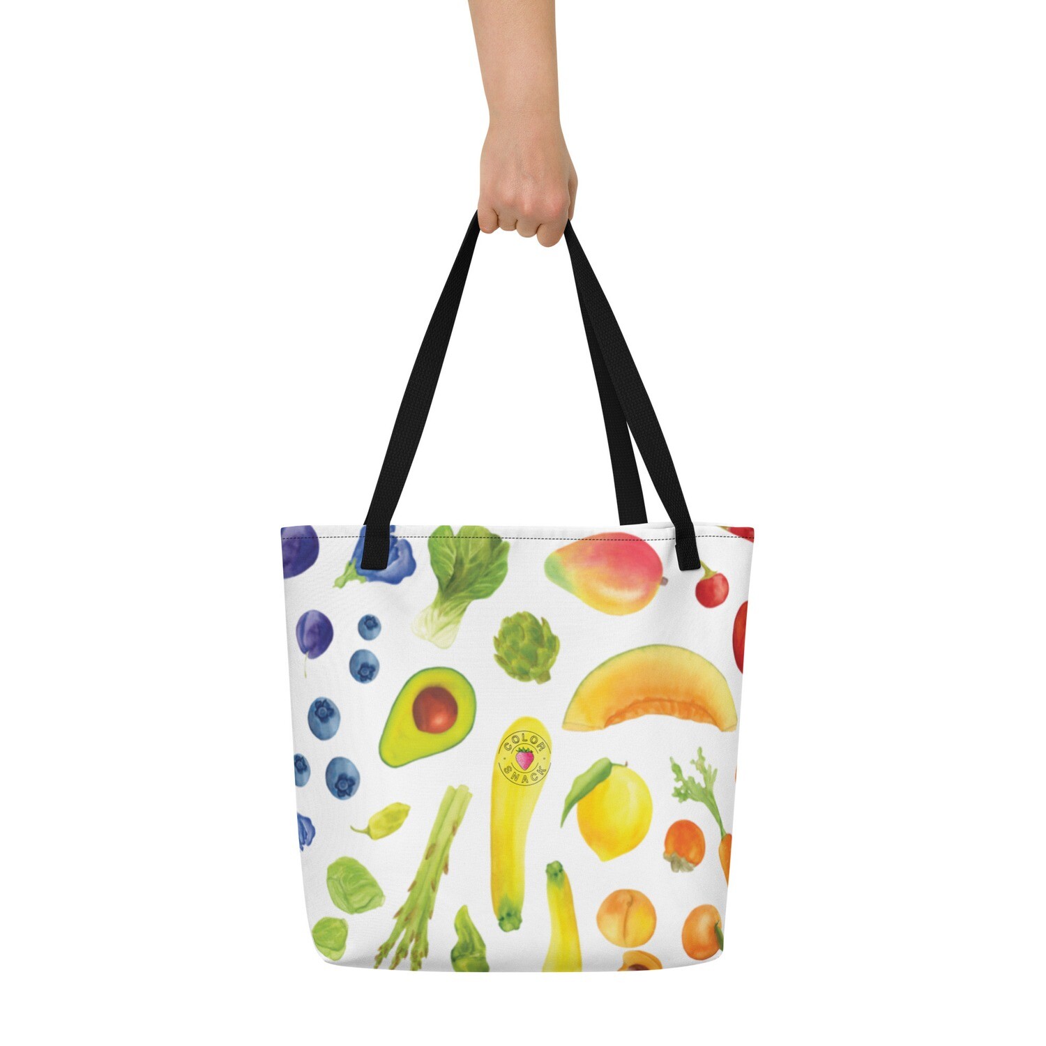 All-Over Print Large Tote Bag - Eat The Rainbow - Veggies