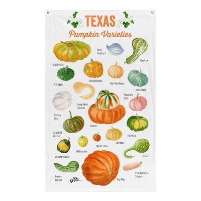 Watercolor Texas Pumpkin Varieties - Flag  
