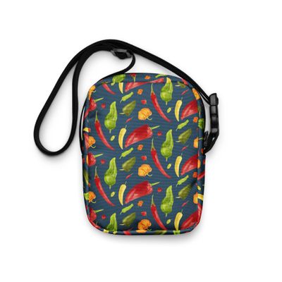 Spicy - Utility crossbody bag with watercolor pepper design