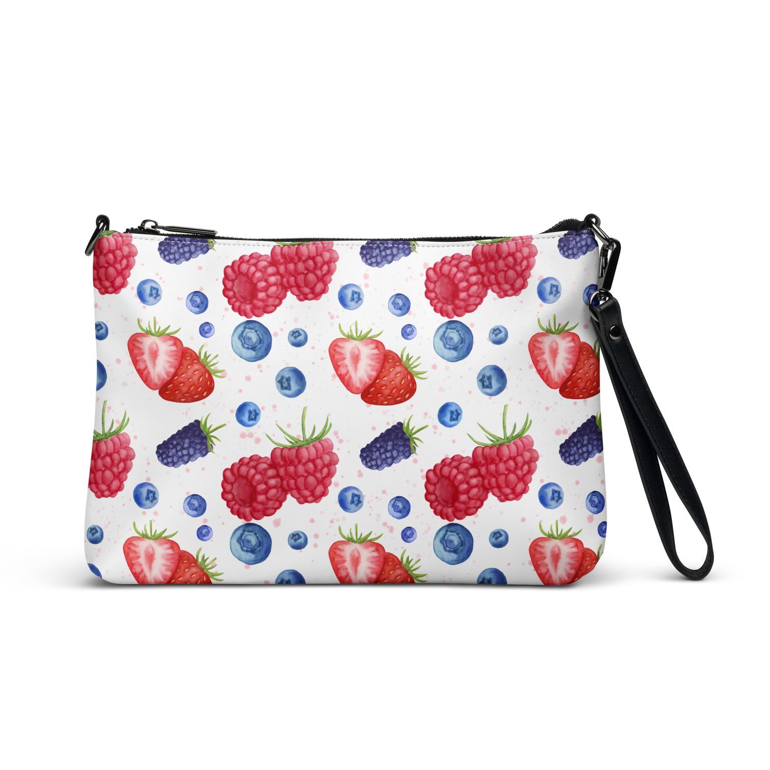 The Karren - Crossbody bag with watercolor strawberries, raspberries, blueberries and blackberries