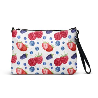 The Karren - Crossbody bag with watercolor strawberries, raspberries, blueberries and blackberries