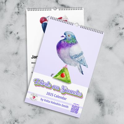 Birds on Snacks (WITH NAMES)  Wall calendar (2025) 