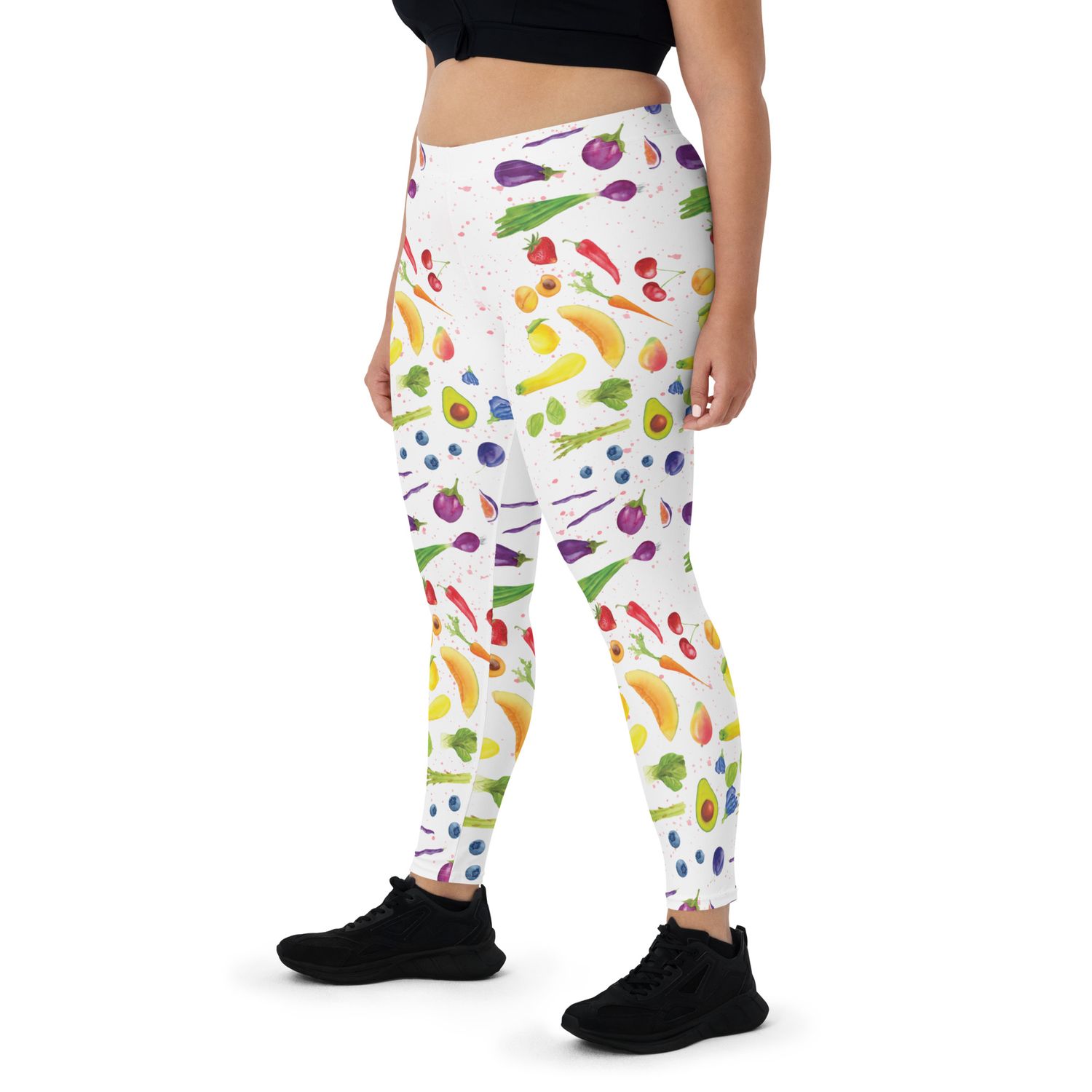 Watercolor Fruits and Veggies Print -  Leggings