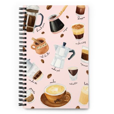 Spiral notebook - Watercolor Coffee Pots