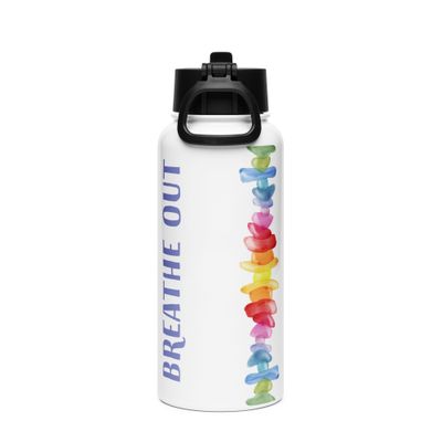 Watercolor Pebbles - Breathe in Breathe Out - Water Bottle