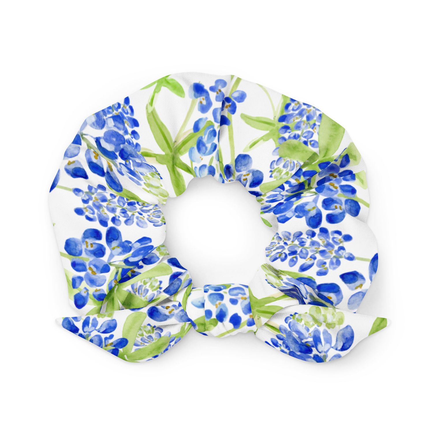 Watercolor Bluebonnet Recycled Scrunchie