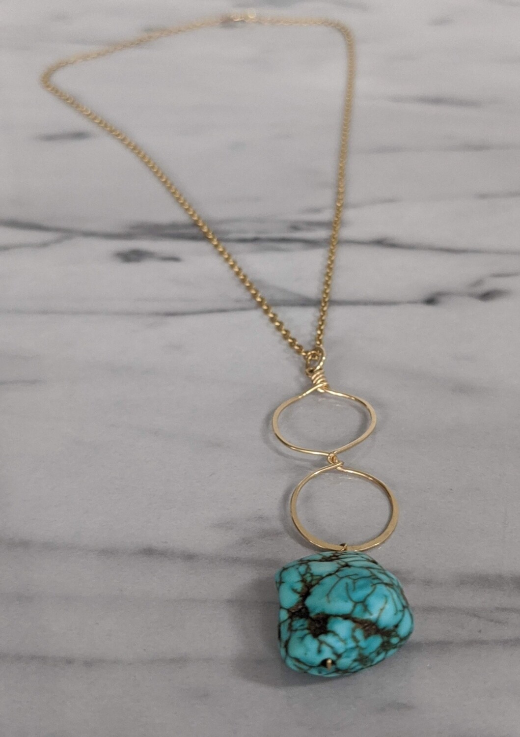 Turquiose Infinity Hoop Gold Filled Necklace