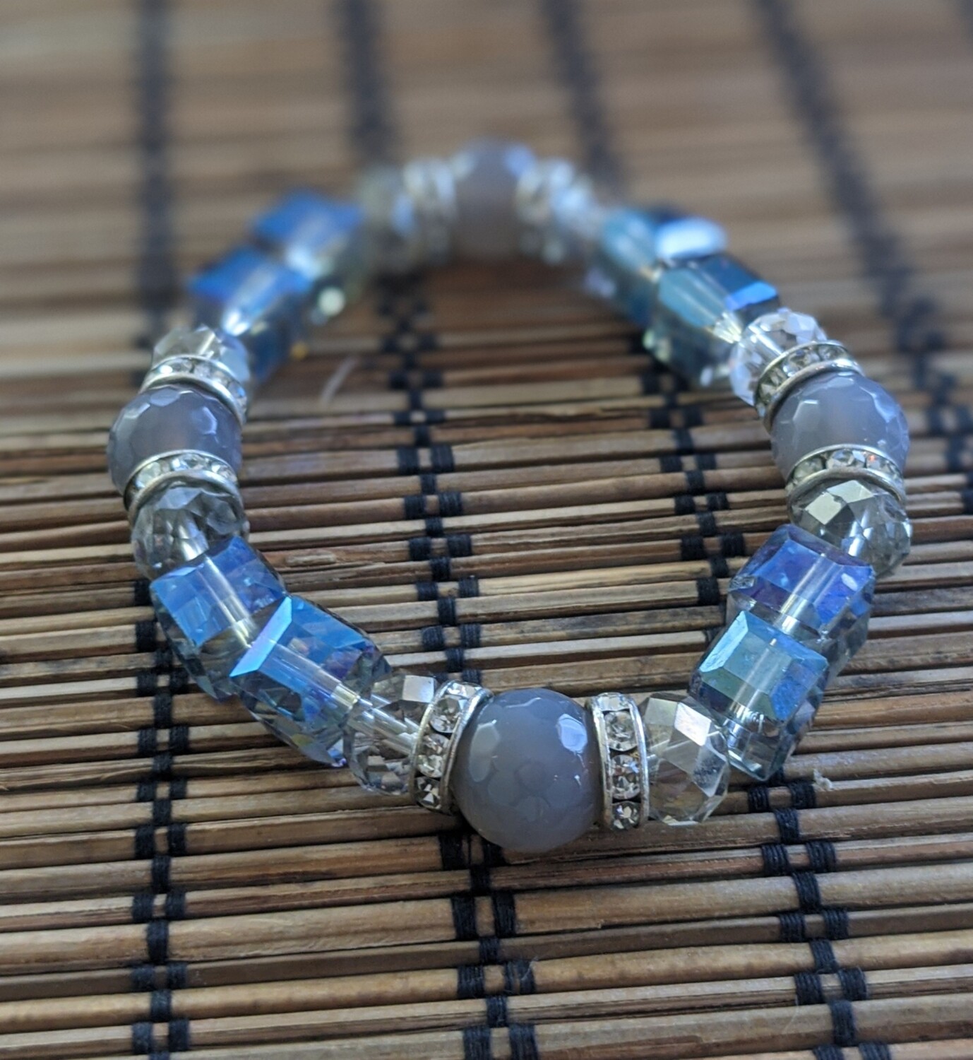 Gray Crystal Beaded Bracelet