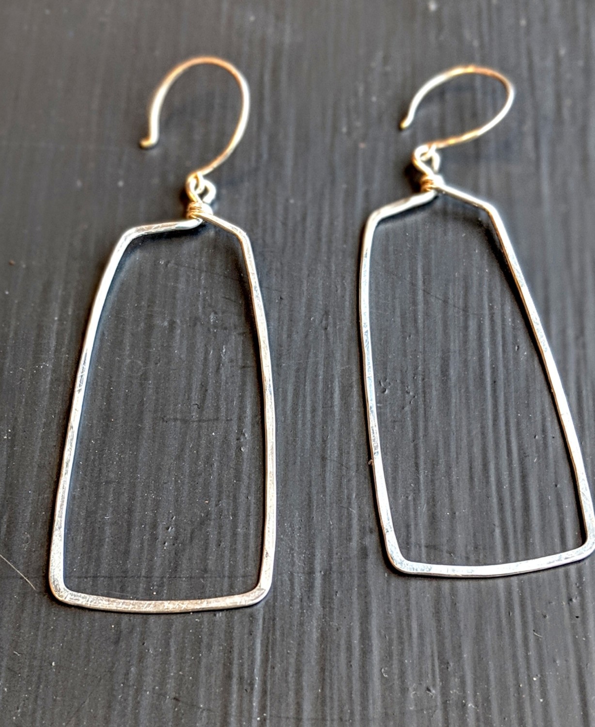Sterling Silver Hand Hammered Square Earrings