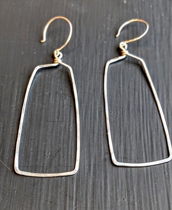 Sterling Silver Hand Hammered Square Earrings