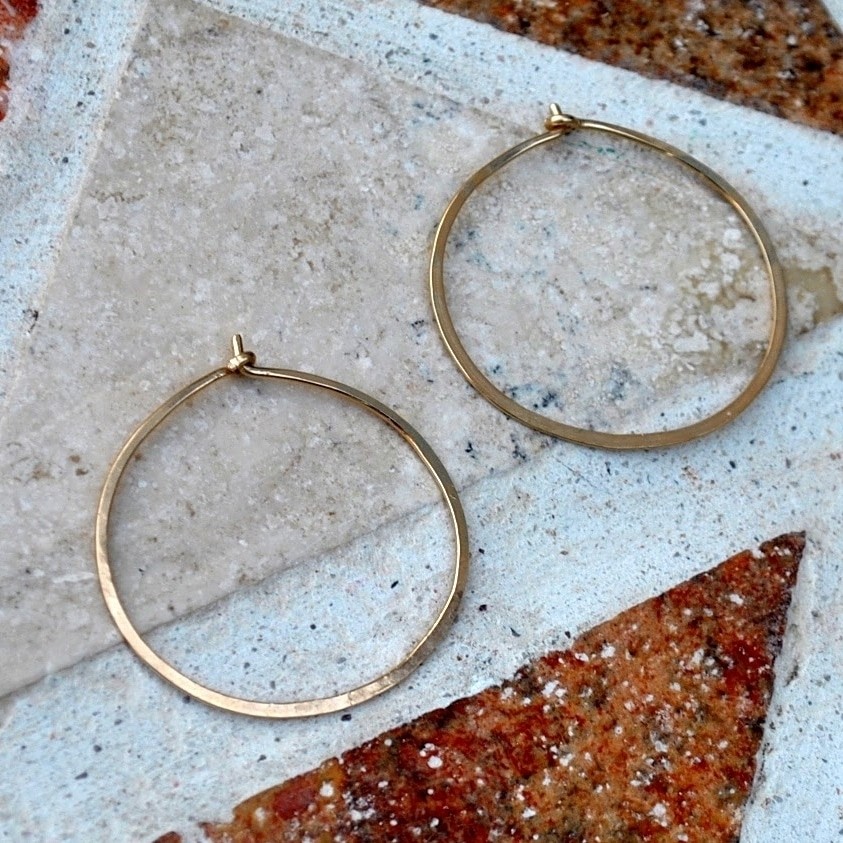 Small Gold Filled Hammered Huggie Hoops