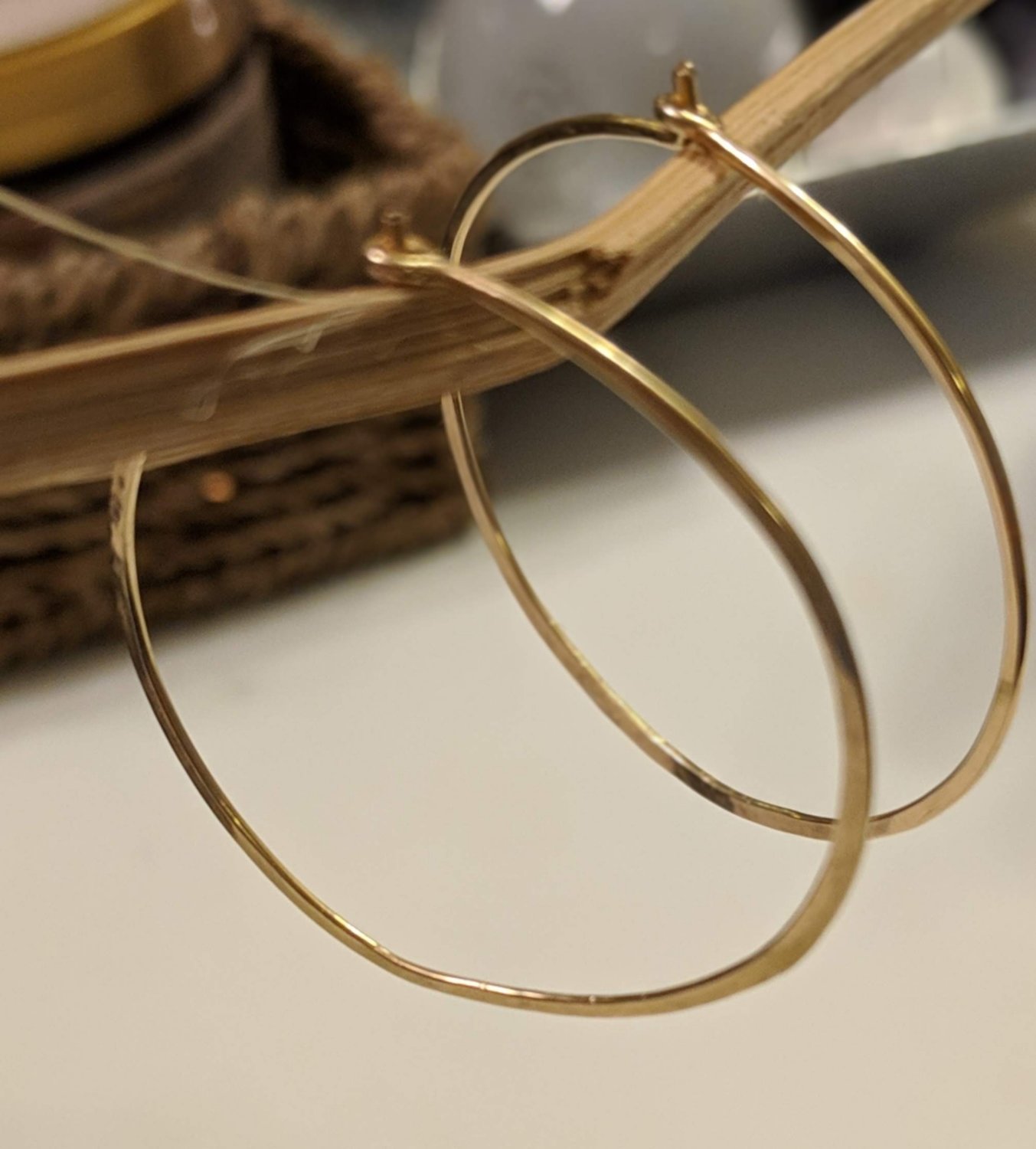 Small Gold Filled Hammered Huggie Hoops