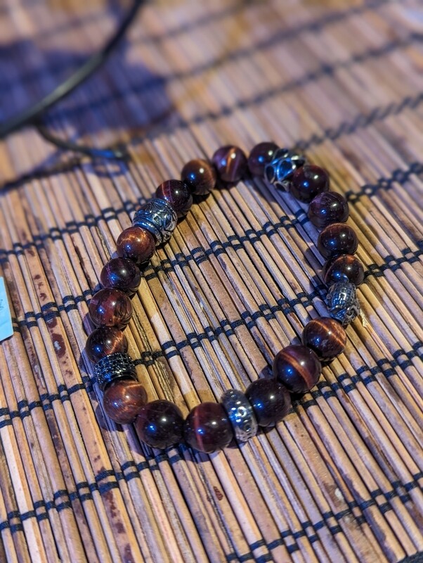 Red Tiger's Eye Beaded Bracelet 