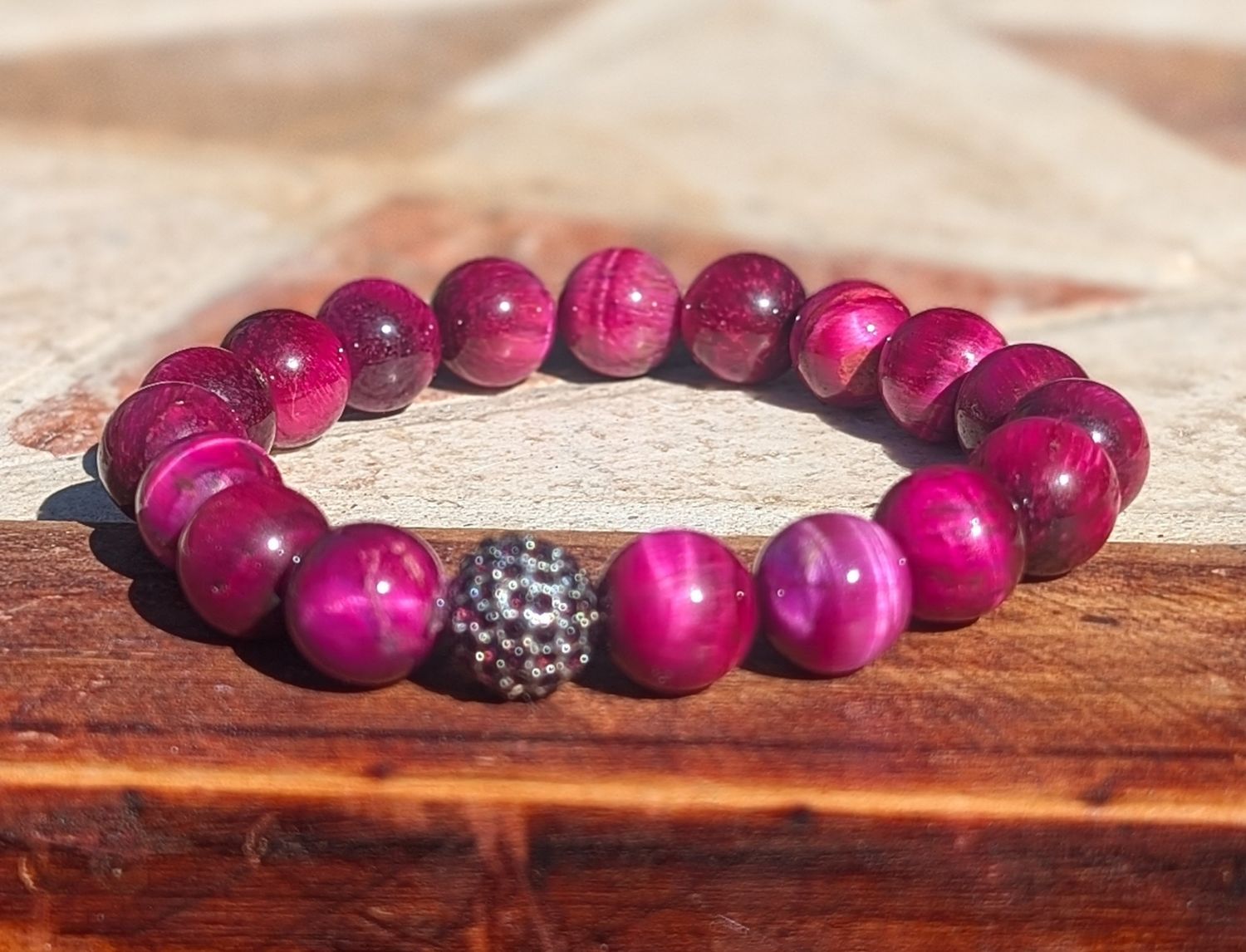 Fuschia colored Tiger's Eye Bracelet