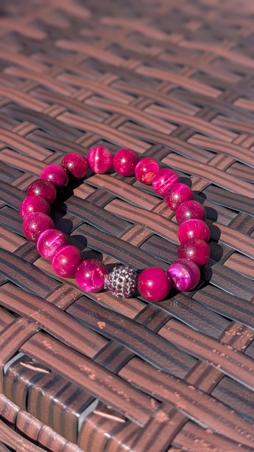 Fuschia colored Tiger's Eye Bracelet