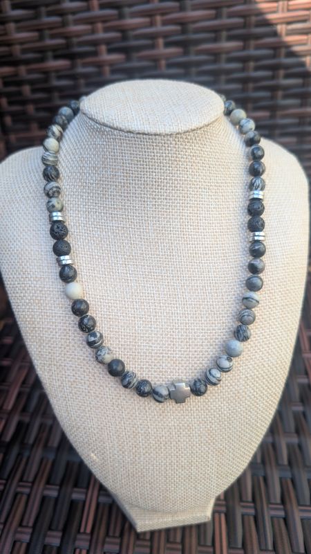 Picasso Bead Cross Necklace