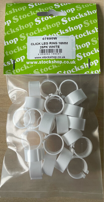 Clic Leg Rings - Large, 16mm X 25 White (inc VAT) Clic Leg Rings - Large, 16mm X 25 White (inc VAT)