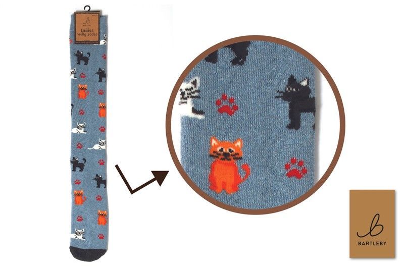 FUNKY WELLY SOCKS -  CRAZY CATS, SIZE 4-7