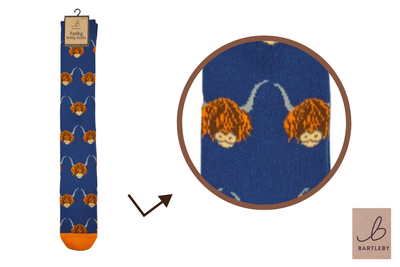WELLY SOCKS - HIGHLAND COW, SIZE 4-7 WELLY SOCKS - HIGHLAND COW, SIZE 4-7