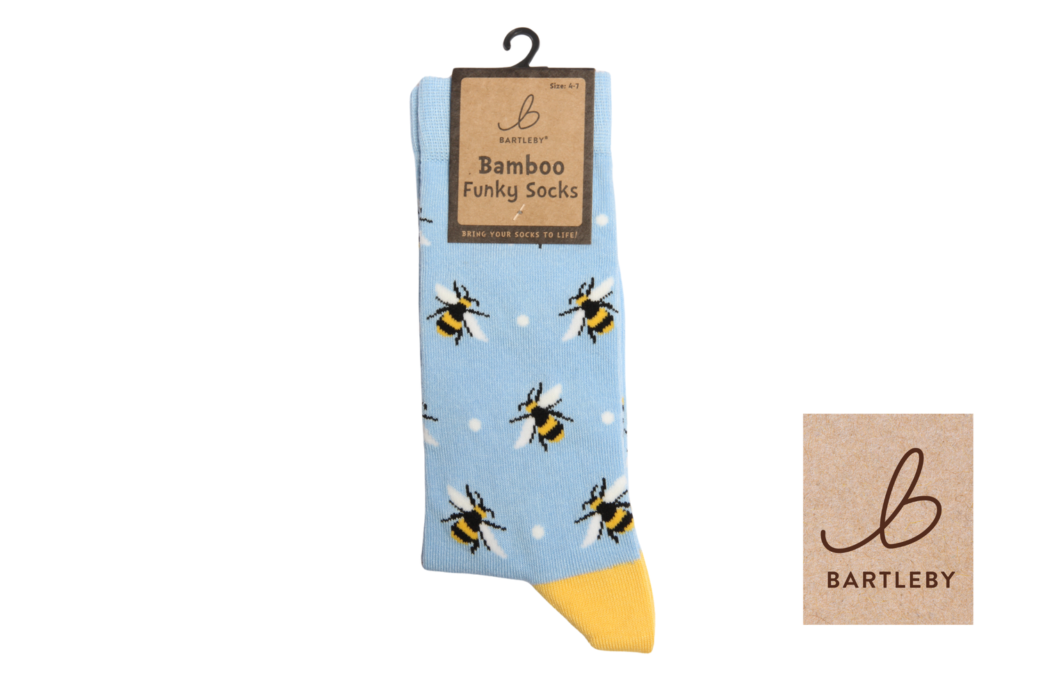 FUNKY BAMBOO SOCKS - BUMBLE BEES, SIZE 4-7