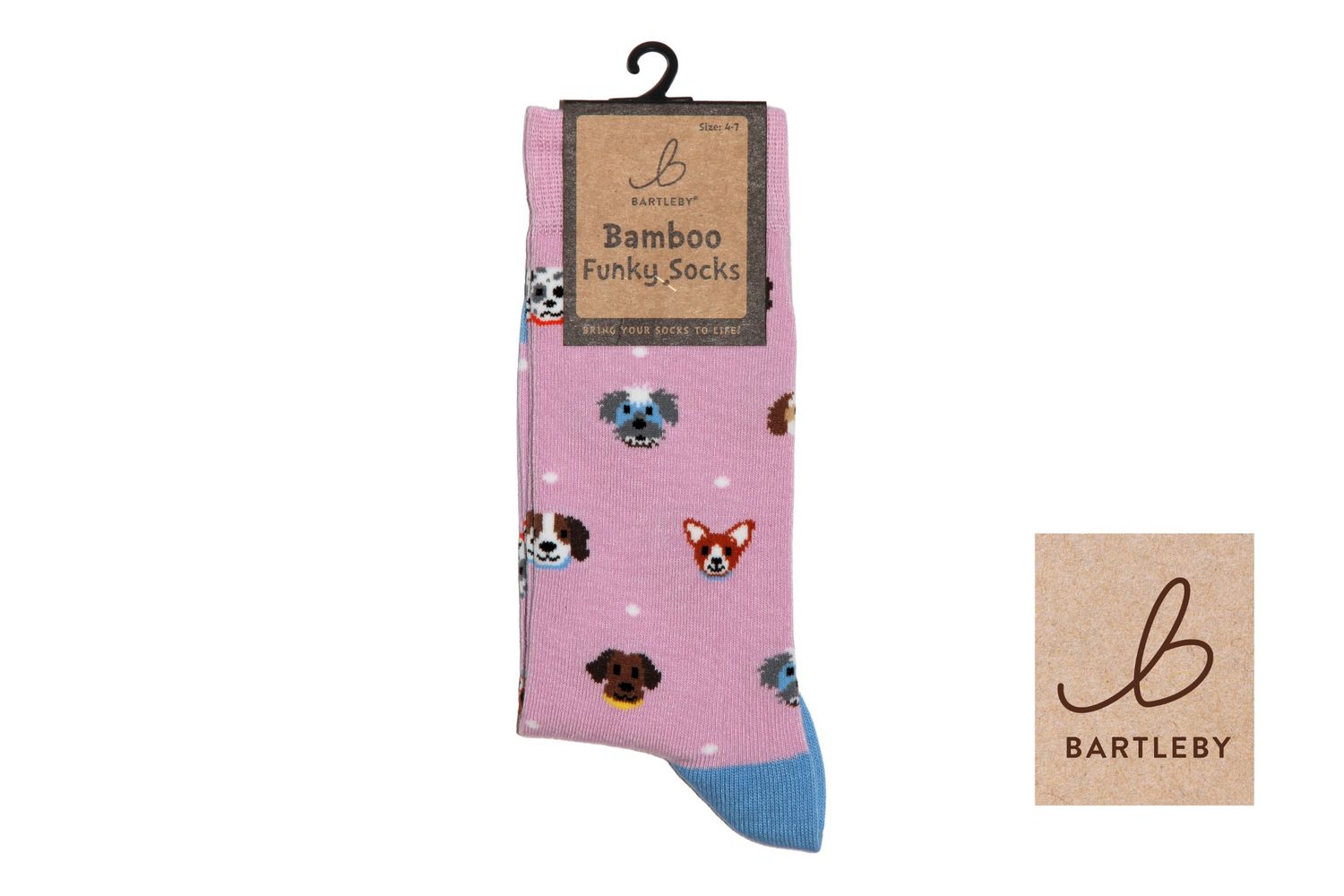 FUNKY BAMBOO SOCKS -  PERFECT PUPPIES, SIZE 4-7