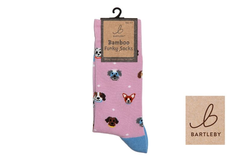 FUNKY BAMBOO SOCKS -  PERFECT PUPPIES, SIZE 4-7