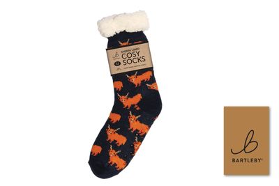 SHERPA SOCKS - HIGHLAND COW, SIZE 6-11