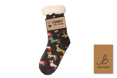 SHERPA SOCKS - TRENDY SAUSAGE DOG, SIZE 4-8 SHERPA SOCKS - TRENDY SAUSAGE DOG, SIZE 4-8